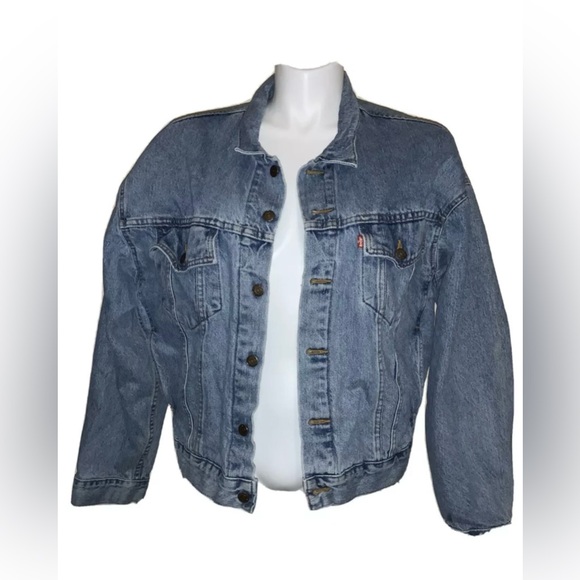LEVI'S WOMEN'S DENIM JACKET FADED BLUE CLASSIC BUTTON FRONT LARGE - Picture 7 of 7
